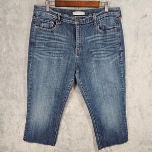 Levis 505 Womens Medium Wash Classic Straight Leg Blue Jeans Aprox 18 cropped
